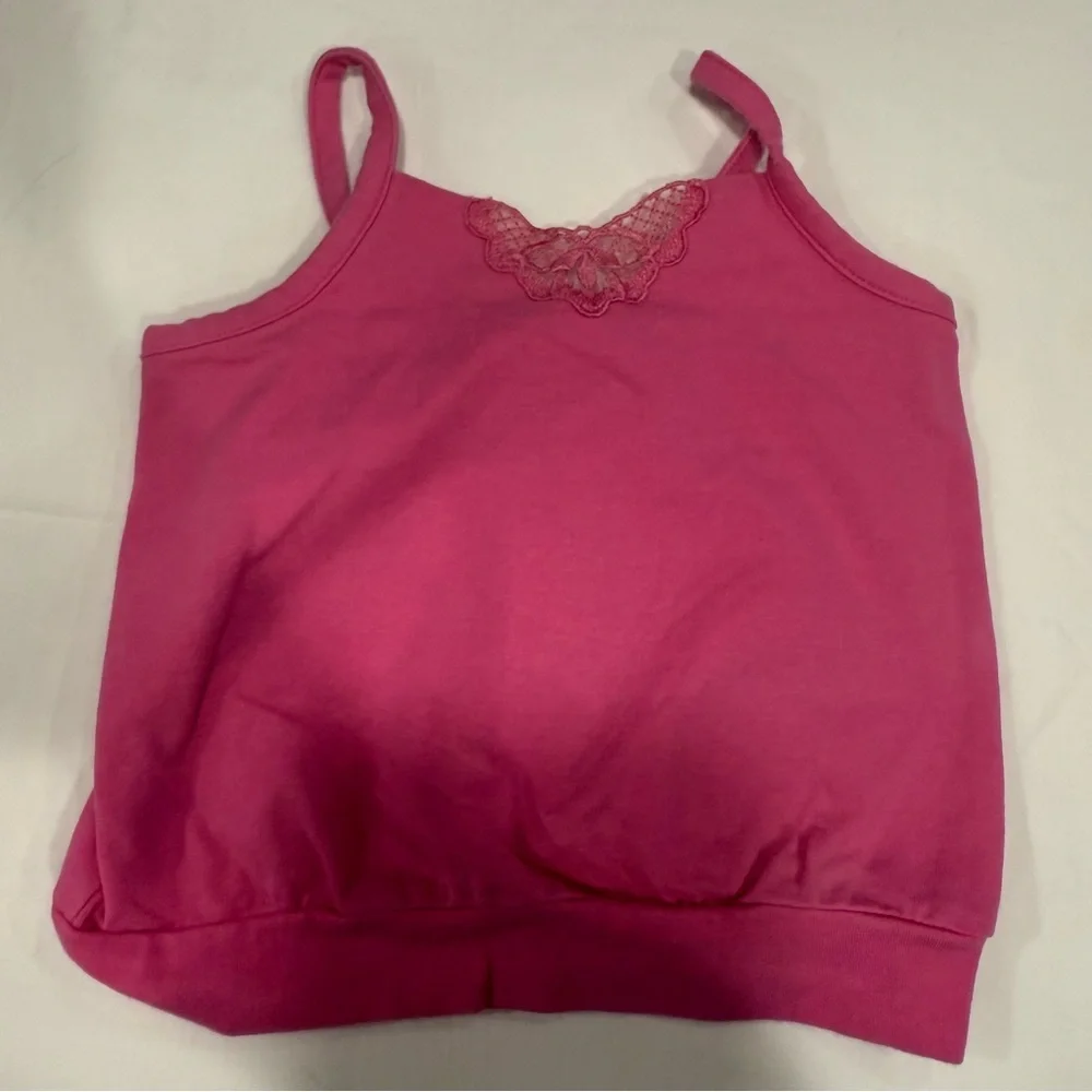 Old Navy Fuchsia Kids Tank with Butterfly Lace Accent Size 6-12 months